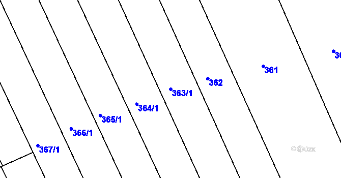 Parcela st. 363/1 v KÚ Hradiště u Domažlic, Katastrální mapa