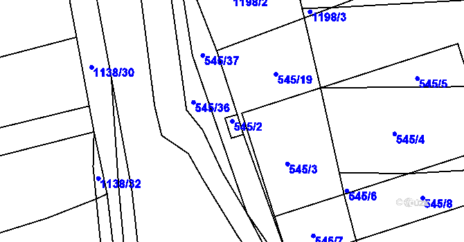 Parcela st. 545/2 v KÚ Hradiště u Domažlic, Katastrální mapa