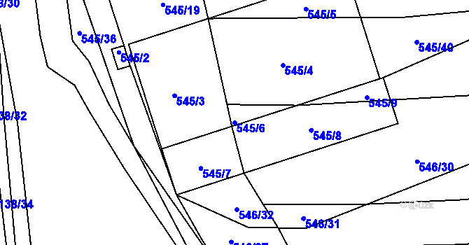 Parcela st. 545/6 v KÚ Hradiště u Domažlic, Katastrální mapa