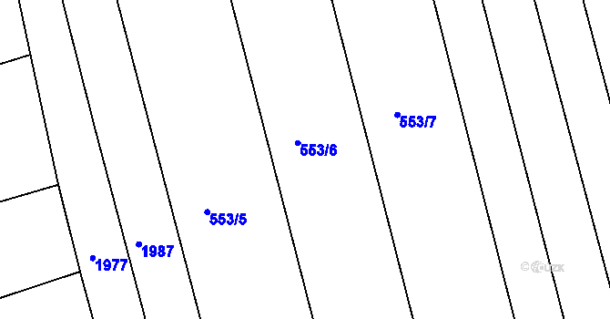 Parcela st. 553/6 v KÚ Hradiště u Domažlic, Katastrální mapa