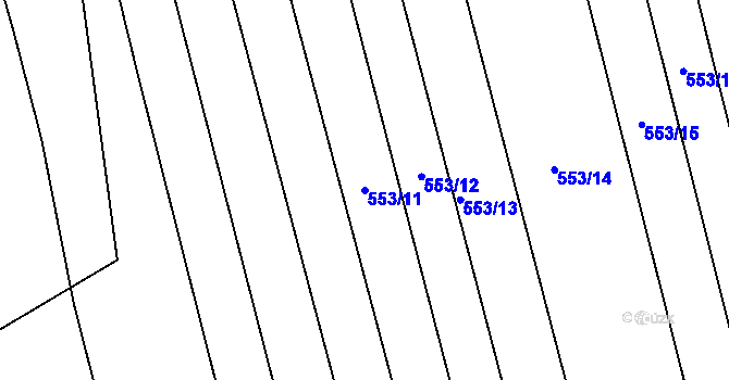Parcela st. 553/11 v KÚ Hradiště u Domažlic, Katastrální mapa