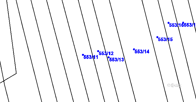 Parcela st. 553/12 v KÚ Hradiště u Domažlic, Katastrální mapa