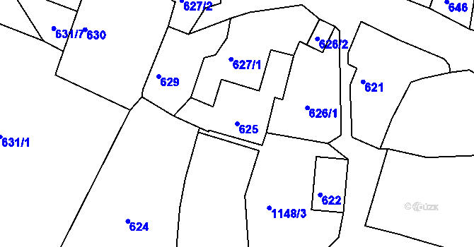 Parcela st. 625 v KÚ Hradiště u Domažlic, Katastrální mapa