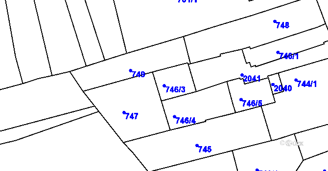 Parcela st. 746/3 v KÚ Hradiště u Domažlic, Katastrální mapa