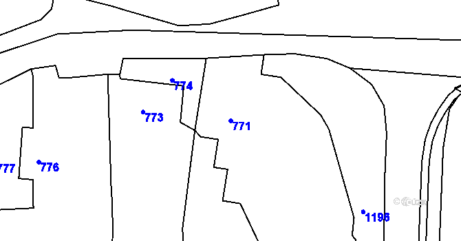 Parcela st. 771 v KÚ Hradiště u Domažlic, Katastrální mapa
