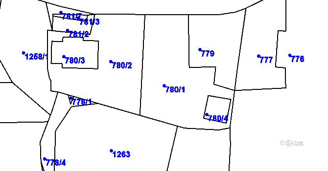Parcela st. 780/1 v KÚ Hradiště u Domažlic, Katastrální mapa