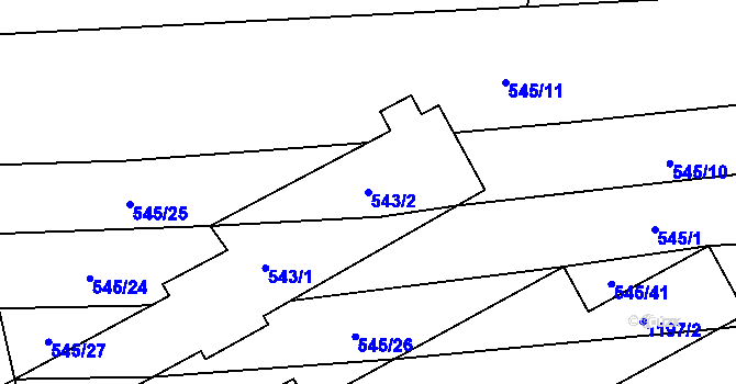 Parcela st. 543/2 v KÚ Hradiště u Domažlic, Katastrální mapa