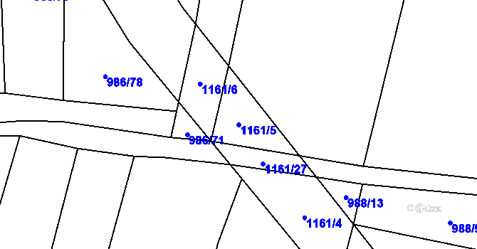 Parcela st. 1161/5 v KÚ Hradiště u Domažlic, Katastrální mapa