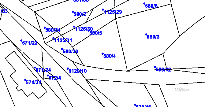 Parcela st. 580/4 v KÚ Hradiště u Domažlic, Katastrální mapa