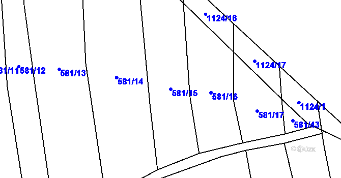Parcela st. 581/15 v KÚ Hradiště u Domažlic, Katastrální mapa