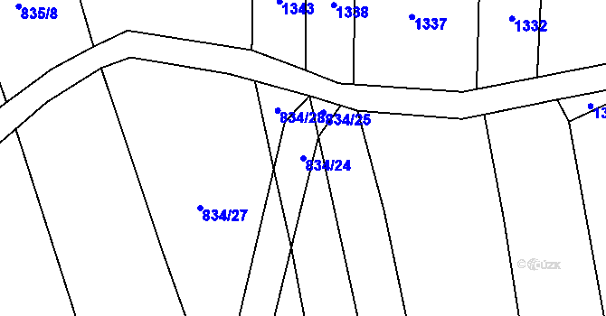 Parcela st. 834/24 v KÚ Hradiště u Domažlic, Katastrální mapa