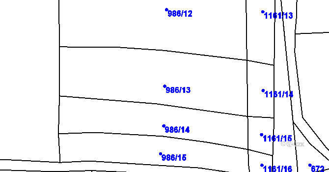 Parcela st. 986/13 v KÚ Hradiště u Domažlic, Katastrální mapa