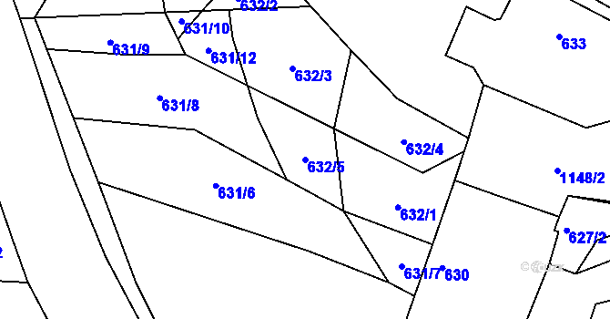 Parcela st. 632/5 v KÚ Hradiště u Domažlic, Katastrální mapa