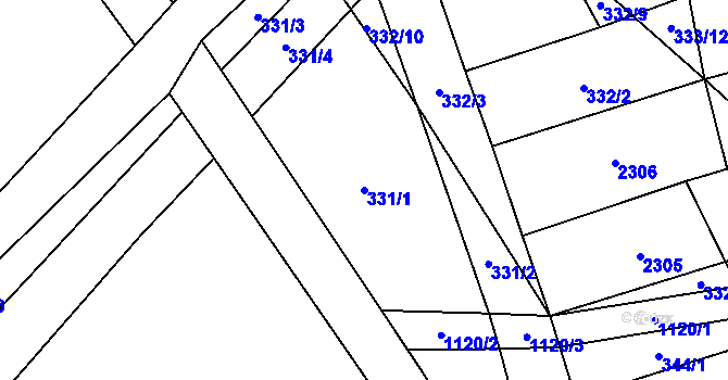 Parcela st. 331/1 v KÚ Hradiště u Domažlic, Katastrální mapa