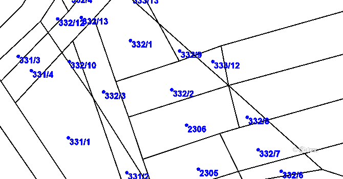 Parcela st. 332/2 v KÚ Hradiště u Domažlic, Katastrální mapa