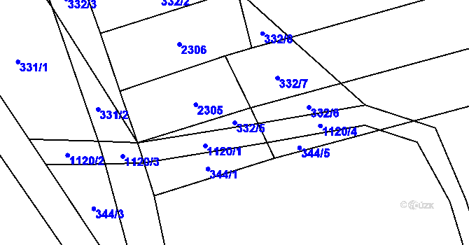 Parcela st. 332/5 v KÚ Hradiště u Domažlic, Katastrální mapa