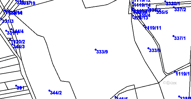 Parcela st. 333/9 v KÚ Hradiště u Domažlic, Katastrální mapa