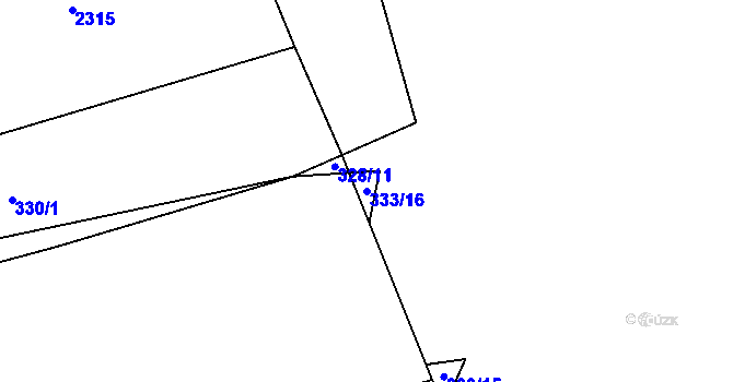 Parcela st. 333/16 v KÚ Hradiště u Domažlic, Katastrální mapa