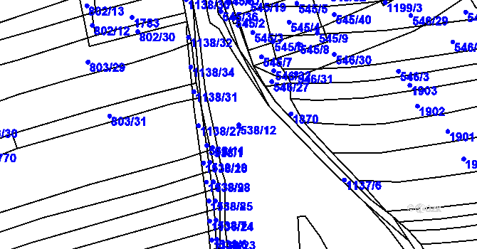 Parcela st. 538/12 v KÚ Hradiště u Domažlic, Katastrální mapa