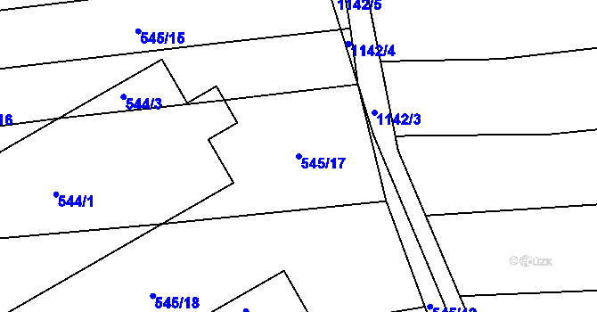 Parcela st. 545/17 v KÚ Hradiště u Domažlic, Katastrální mapa