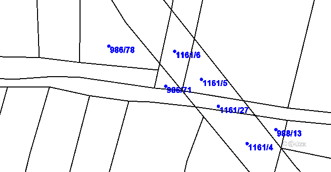 Parcela st. 986/71 v KÚ Hradiště u Domažlic, Katastrální mapa