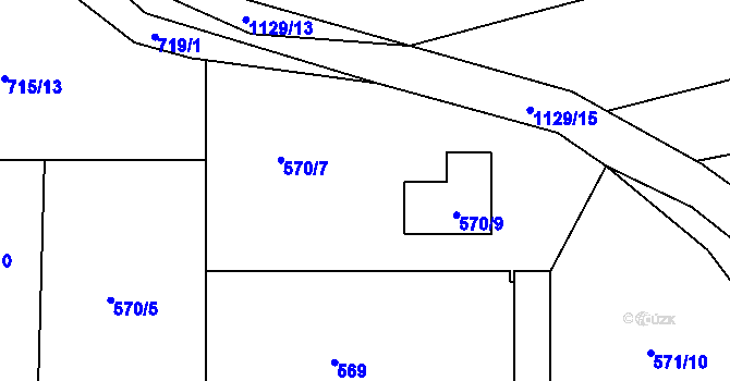 Parcela st. 570/7 v KÚ Hradiště u Domažlic, Katastrální mapa