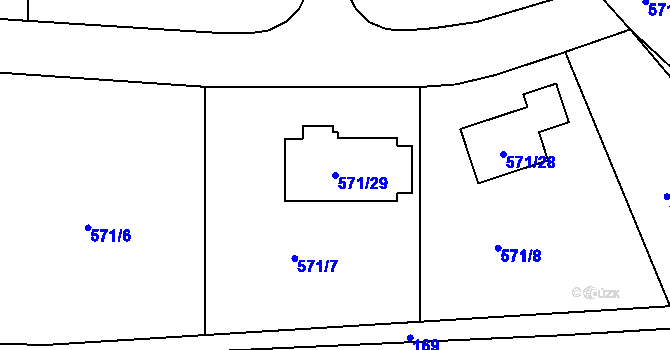 Parcela st. 571/29 v KÚ Hradiště u Domažlic, Katastrální mapa