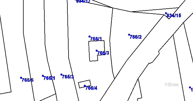 Parcela st. 766/3 v KÚ Hradiště u Domažlic, Katastrální mapa