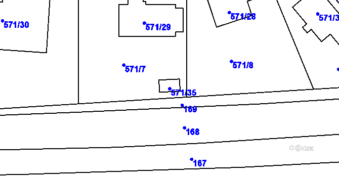 Parcela st. 571/35 v KÚ Hradiště u Domažlic, Katastrální mapa