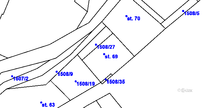 Parcela st. 69 v KÚ Hradiště u Kasejovic, Katastrální mapa