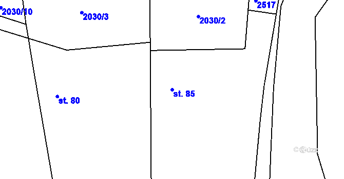 Parcela st. 85 v KÚ Hradiště u Kasejovic, Katastrální mapa