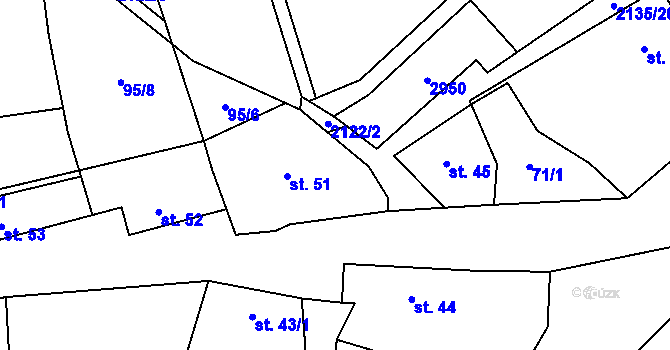 Parcela st. 2135/3 v KÚ Hradiště u Kasejovic, Katastrální mapa