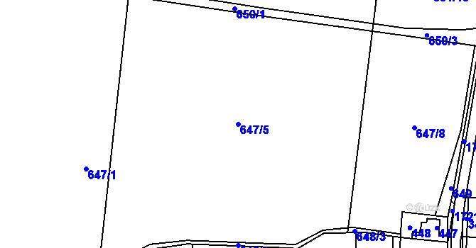 Parcela st. 647/5 v KÚ Hradiště pod Babí horou, Katastrální mapa