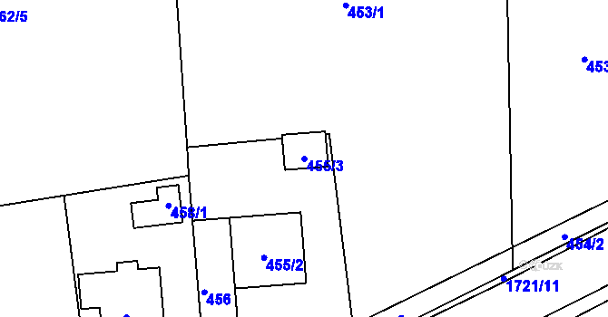 Parcela st. 455/3 v KÚ Hradiště pod Babí horou, Katastrální mapa