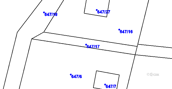 Parcela st. 647/17 v KÚ Hradiště pod Babí horou, Katastrální mapa