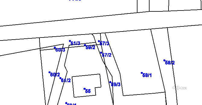 Parcela st. 57/2 v KÚ Hradiště pod Babí horou, Katastrální mapa