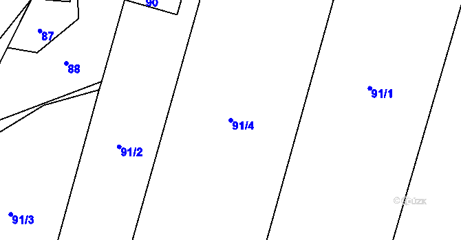 Parcela st. 91/4 v KÚ Hradiště pod Babí horou, Katastrální mapa
