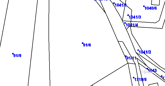 Parcela st. 91/6 v KÚ Hradiště pod Babí horou, Katastrální mapa