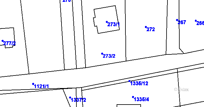 Parcela st. 273/2 v KÚ Hradiště pod Babí horou, Katastrální mapa