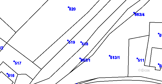 Parcela st. 518 v KÚ Hradiště pod Babí horou, Katastrální mapa