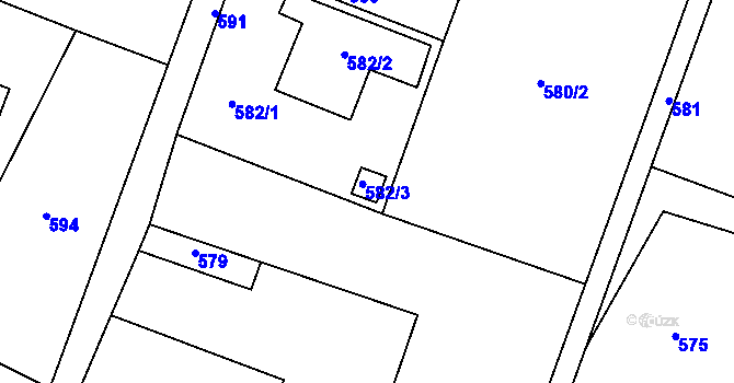 Parcela st. 582/3 v KÚ Hradiště pod Babí horou, Katastrální mapa