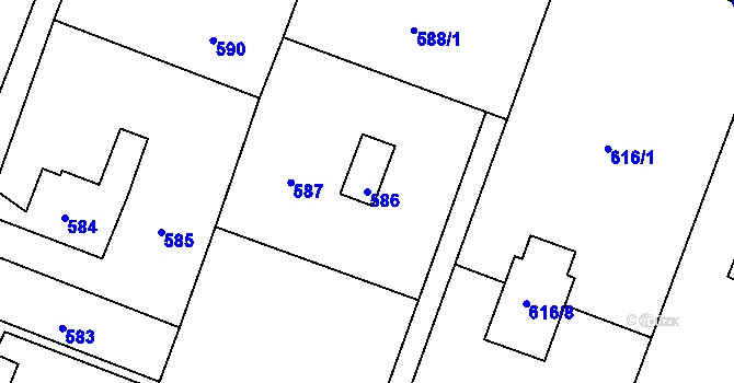 Parcela st. 586 v KÚ Hradiště pod Babí horou, Katastrální mapa