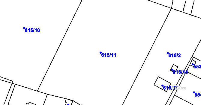 Parcela st. 615/11 v KÚ Hradiště pod Babí horou, Katastrální mapa