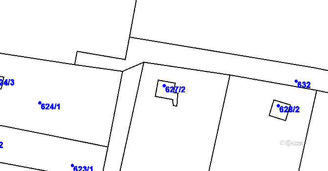 Parcela st. 627/2 v KÚ Hradiště pod Babí horou, Katastrální mapa