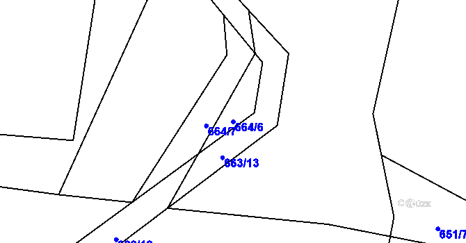 Parcela st. 664/6 v KÚ Hradiště pod Babí horou, Katastrální mapa