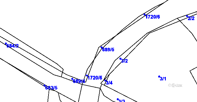 Parcela st. 689/5 v KÚ Hradiště pod Babí horou, Katastrální mapa