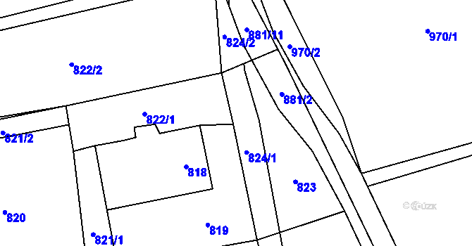 Parcela st. 824 v KÚ Hradiště pod Babí horou, Katastrální mapa