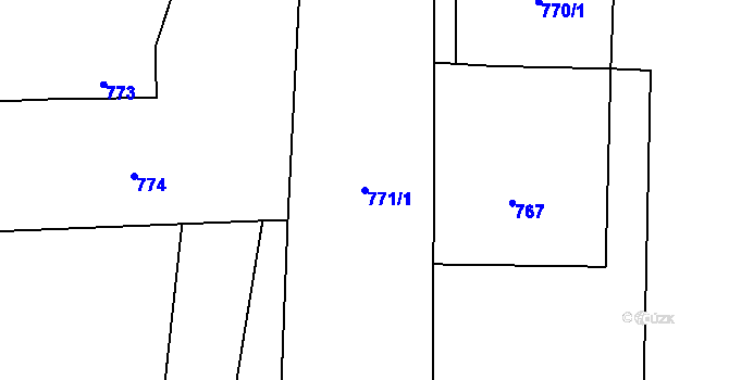 Parcela st. 771/1 v KÚ Hradiště pod Babí horou, Katastrální mapa