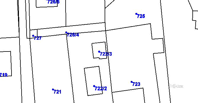 Parcela st. 722/3 v KÚ Hradiště pod Babí horou, Katastrální mapa
