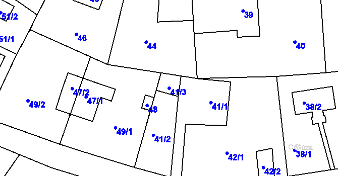 Parcela st. 41/3 v KÚ Hradištko u Sadské, Katastrální mapa
